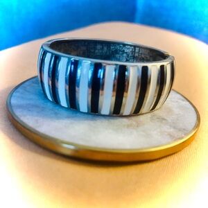 Vintage Black and White Striped Bangle